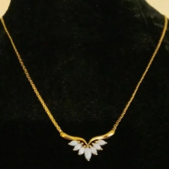 💯 Authentic Vintage 14k gold and genuine large opal chain - Picture 5 of 14